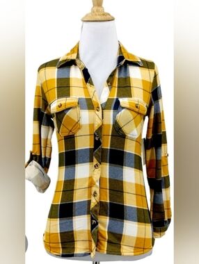 PASSPORT Mustard and Brown Plaid Shirt